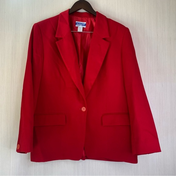 Pendleton Jackets & Blazers - Vintage Pendleton Women's Classic Red Blazer Pure Virgin Wool Notch Collar Sz 14
